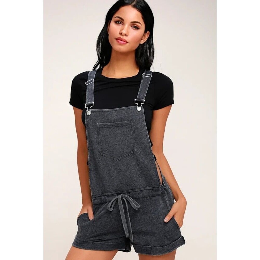 Z Supply Short Overalls Candace Romper French Terry Medium Adjustable Waist